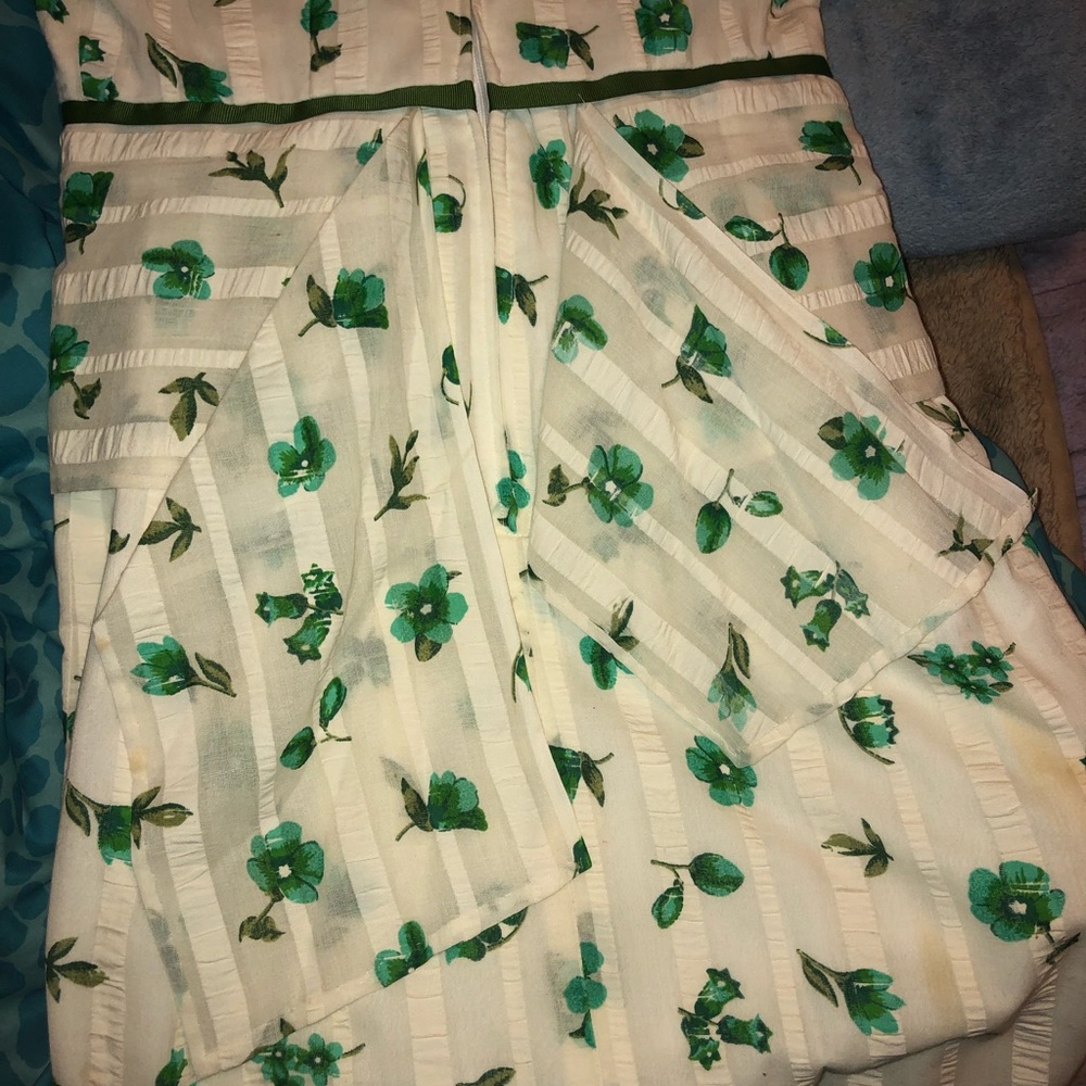 HP!!🥰💕❤️‍🔥Vintage 50s/60s White Green Cowl Neck Dress NWOT - Picture 5 of 13